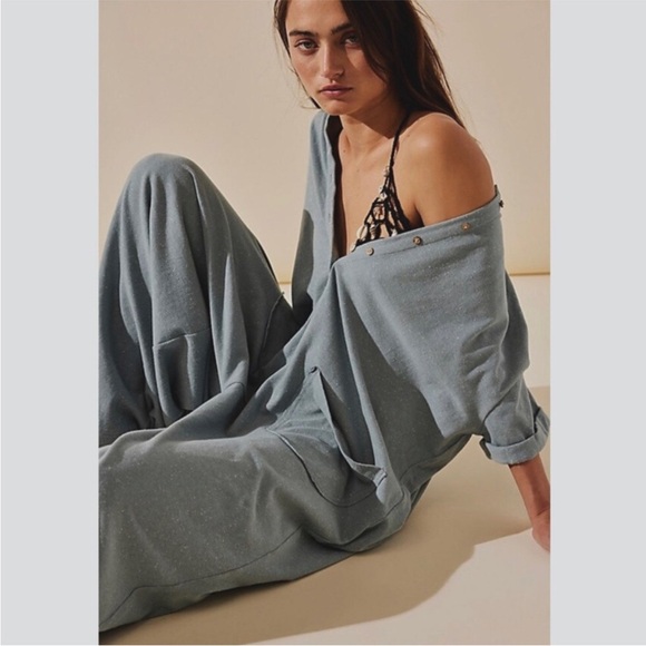 Free People Pants - By Together Free People Beach Collection Knit Jumpsuit Seafoam Green Size Medium